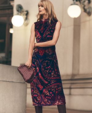 Paisley Velvet Midi Dress