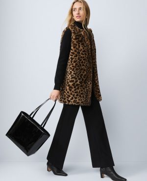 Weekend Collection Faux Fur Animal Print Vest