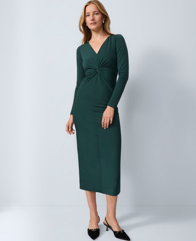 Petite V-Neck Knit Sheath Dress