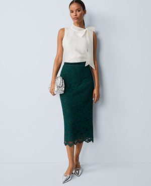 Petite Lace Column Midi Skirt