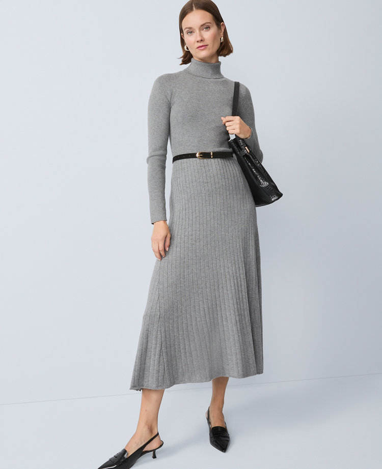 Ribbed Turtleneck Sweater Dress